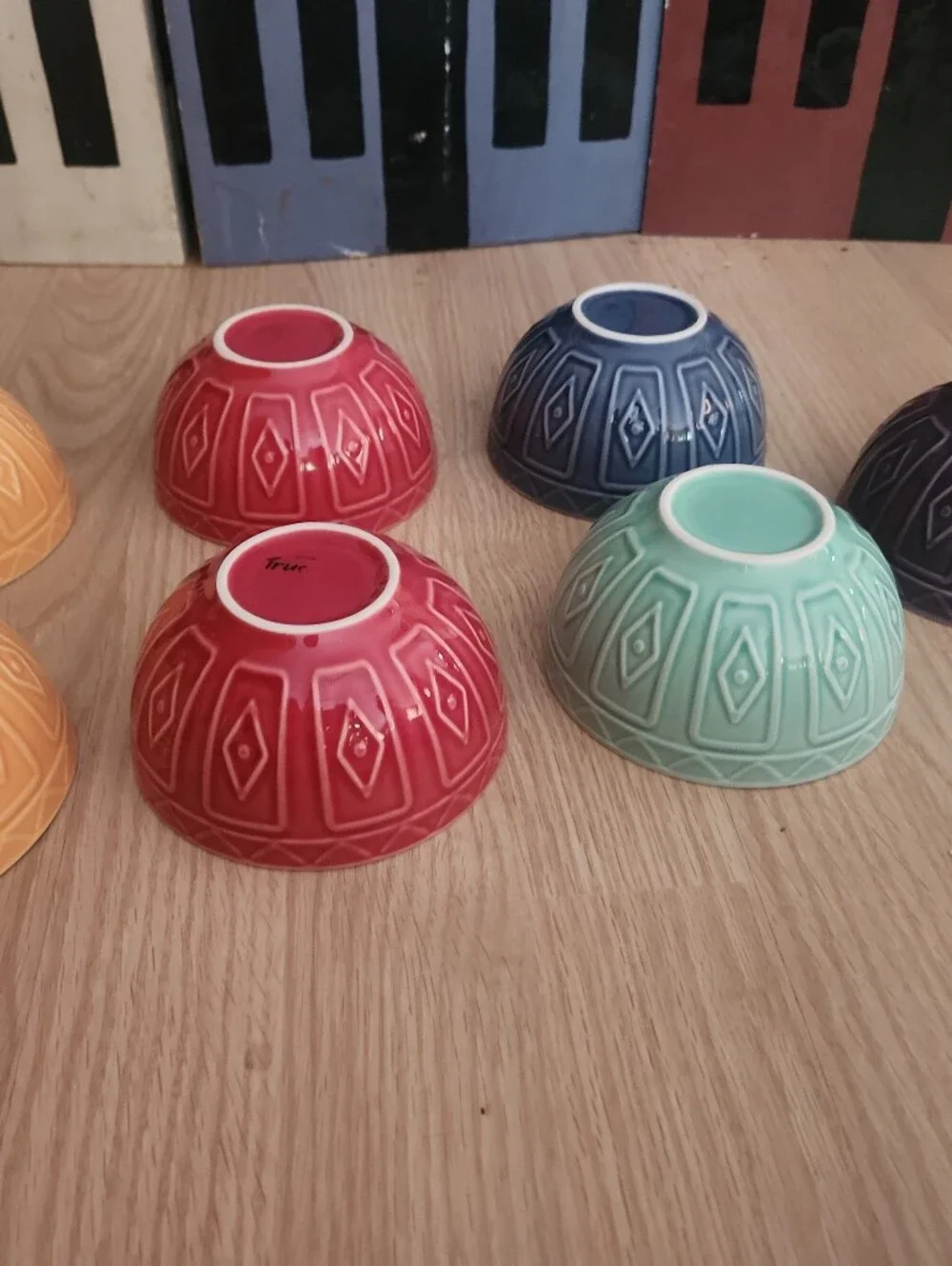 Set of Colorful Trudeau Ceramic Bowls - Pink, Blue, Green, Orange
